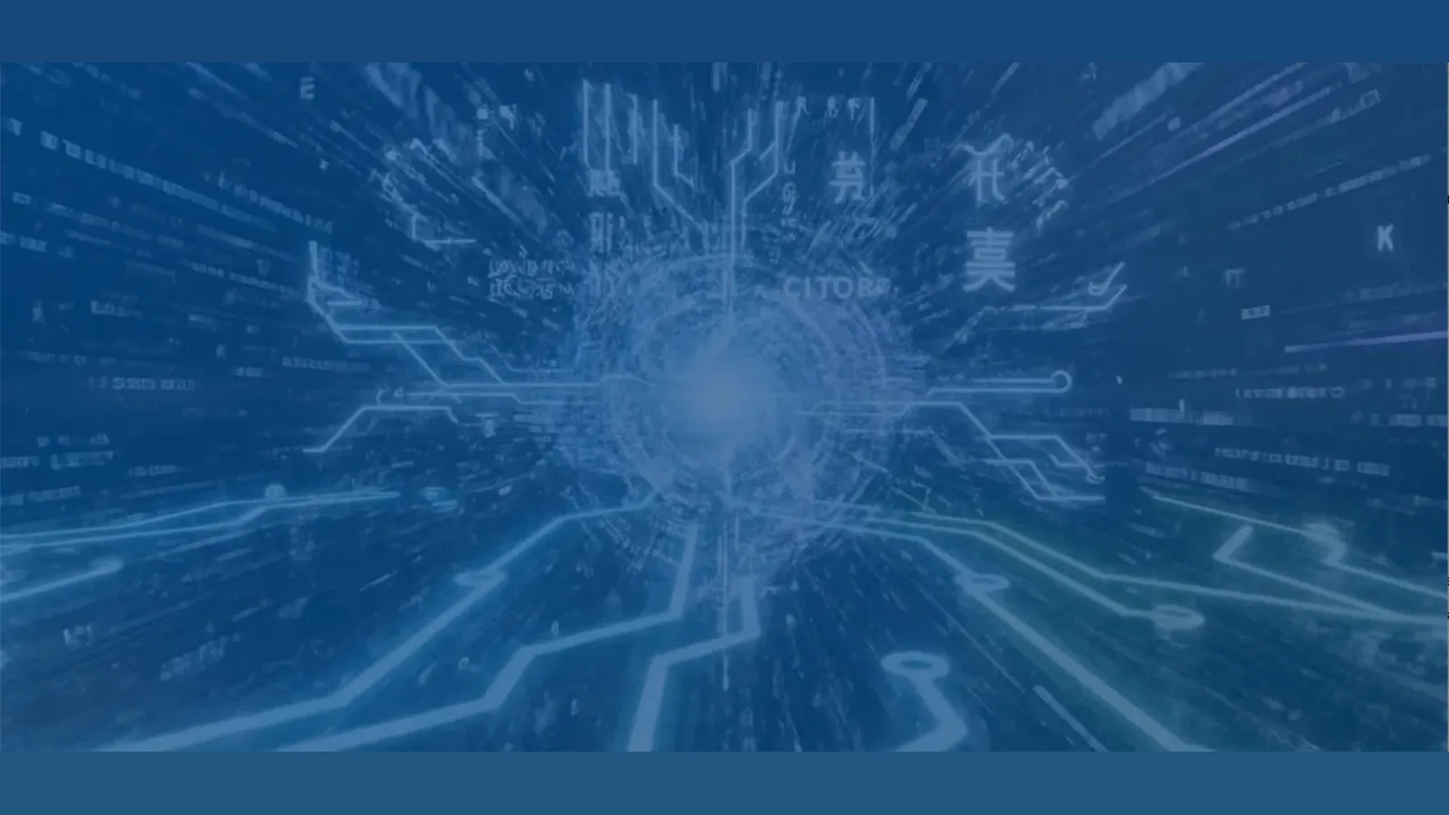 Language Intelligence 2026 - abstrakte blaue Datengrafik mit Schriftzeichen