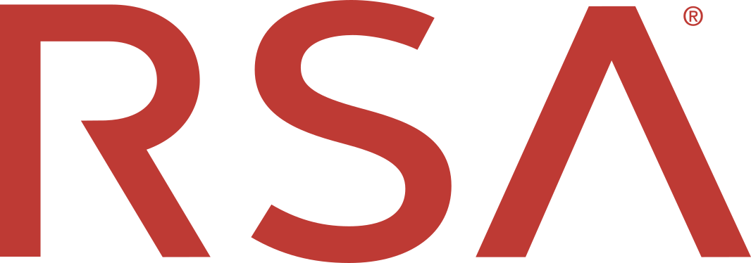 RSA-Logo in Rot mit eingetragenem Markenzeichen, IT-Sicherheitsunternehmen